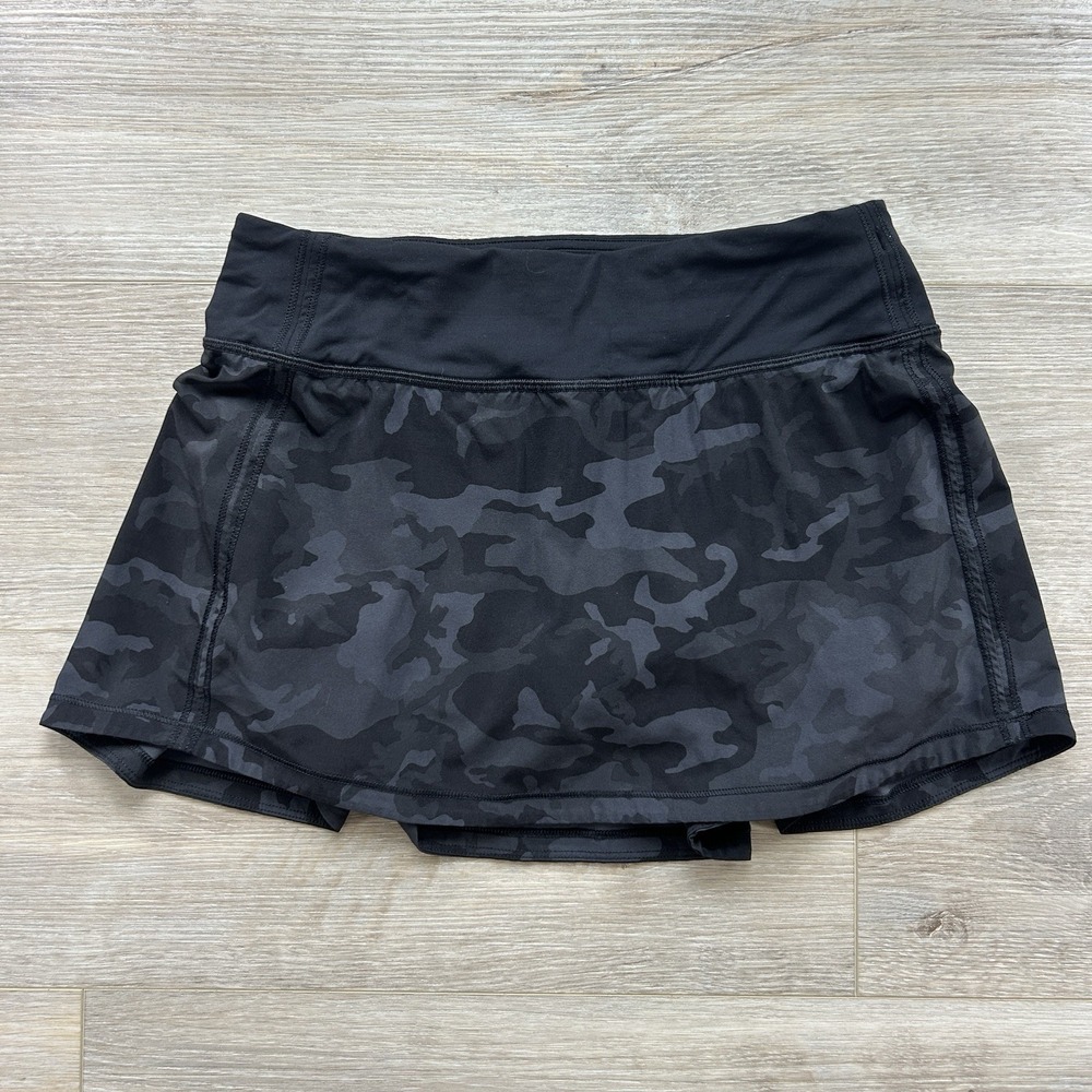 Lululemon 4 Pace Rival Skirt No Panels 13" Incognito Camo Multi Grey Black